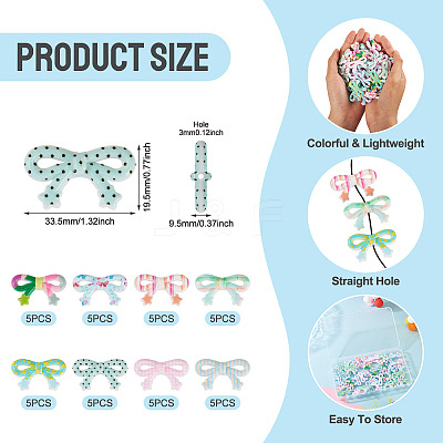 40Pcs 8 Colors Printed Opaque Acrylic Beads MACR-TA0002-65-1