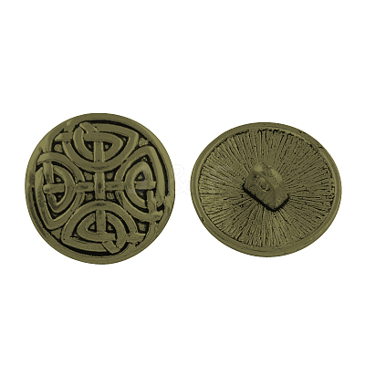 Tibetan Style Half Round Alloy Shank Buttons X-TIBE-Q044-05AB-NR-1