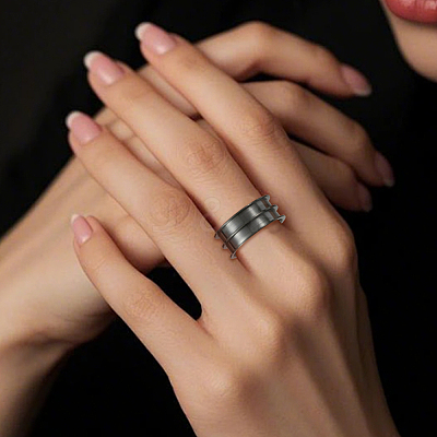 16Pcs 8 Styles 201 Stainless Steel Grooved Finger Ring Settings RJEW-SC0001-27-1