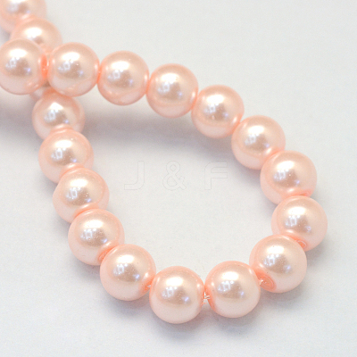 Baking Paint Pearlized Glass Pearl Round Bead Strands X-HY-Q330-8mm-05-1