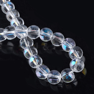 Electroplate Glass Beads Strands X-EGLA-Q062-8mm-A08-1