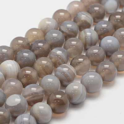 Natural Striped Agate/Banded Agate Bead Strands G-K155-D-10mm-02-1