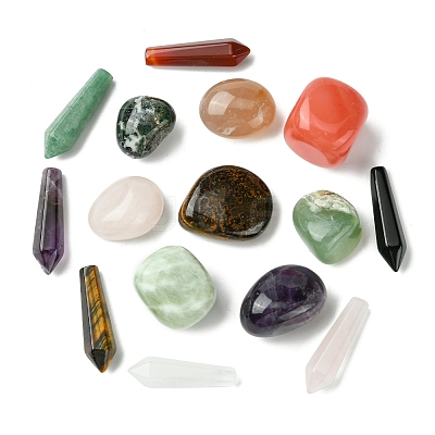 15Pcs 15 Styles Natural Mixed Gemstone Beads G-FS0005-81-1