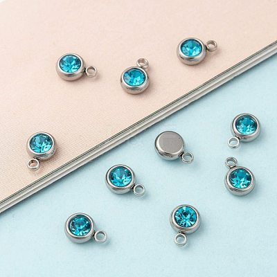 201 Stainless Steel Rhinestone Charms STAS-S068-12-1