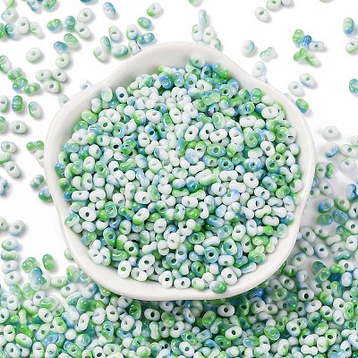 Two Tone Baking Paint Glass Seed Beads SEED-C003-01B-1