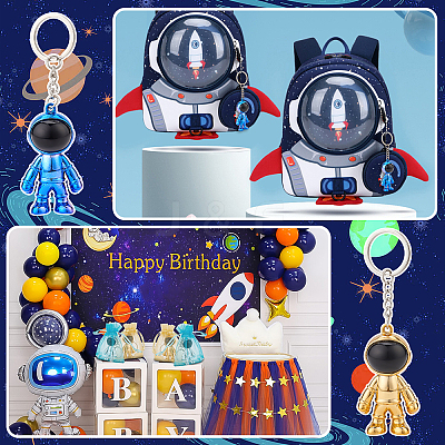 4Pcs 4 Colors Plastic Astronaut Keychains KEYC-PH0001-59-1