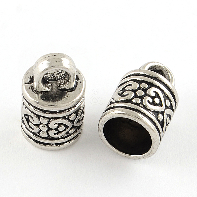 Tibetan Style Column Alloy Cord Ends PALLOY-S041-01AS-RS-1