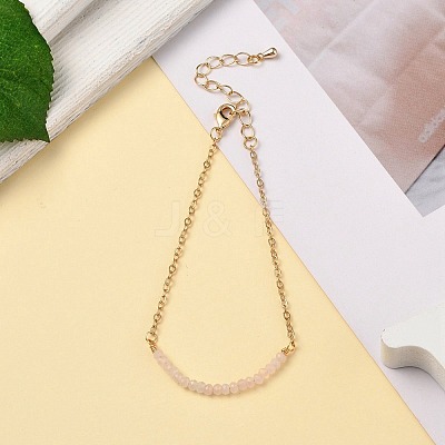 September Birthstone Natural Rose Quartz Beaded Bracelets BJEW-JB06092-09-1