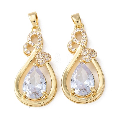 Brass Micro Pave Cubic Zirconia Pendants KK-Z141-01G-01A-1