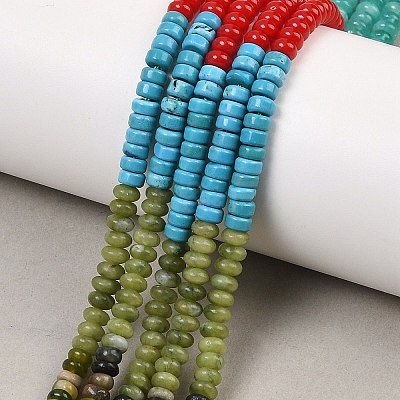 Glass & Natural Chinese Southern Jade & Amethyst & Rhodonite & Indian Agate & Synthetic Turquoise Beads Strands G-Z135-C05-2x4mm-1