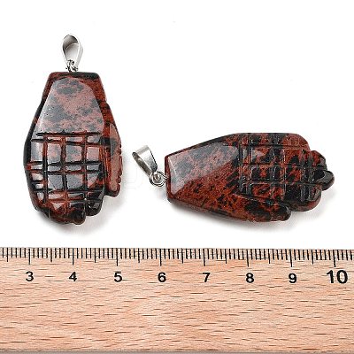 Natural Mahogany Obsidian Carved Pendants G-K369-01P-10-1