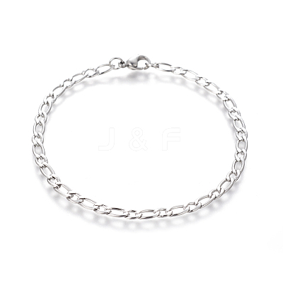 Tarnish Resistant 304 Stainless Steel Figaro Chain Bracelets BJEW-E369-10P-1