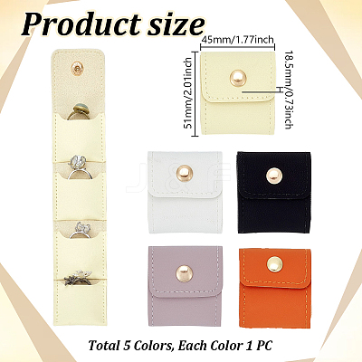 5Pcs 5 Colors Portable Travel PU Leather Jewelry Rolls ABAG-GA0001-15-1