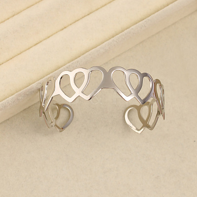 304 Stainless Steel Cuff Bangles BJEW-S172-01P-1