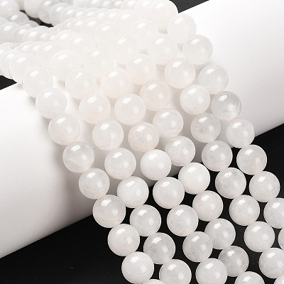 Natural White Jade Round Bead Strands G-P072-08-8mm-1
