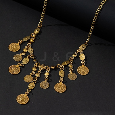 Ethnic Style Zinc Alloy Coin Tassel Bib Necklaces for Women FS-WG93FDD-01-1