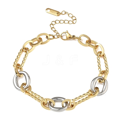 304 Stainless Steel Oval Link Chain Bracelets for Women BJEW-A169-05GP-1
