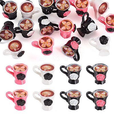 16Pcs 4 Colors Resin Coffee Model Ornaments AJEW-TA0002-79-1