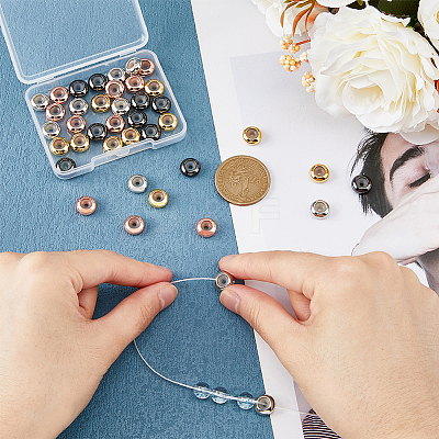40Pcs 4 Colors Brass Beads KK-FH0006-49B-1