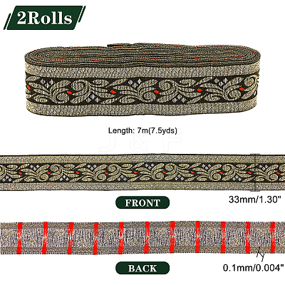 Ethnic Style Embroidery Polyester Ribbons OCOR-WH0070-10B-04-1