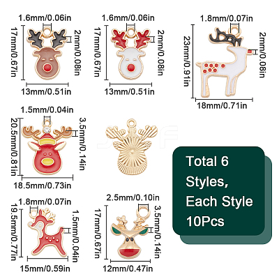 60Pcs 6 Styles Alloy Enamel Pendants ENAM-SC0005-23-1