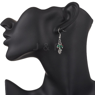 Brass Glass Dangle Earrings EJEW-JE06636-1