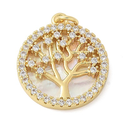 Brass Micro Pave Cubic Zirconia Pendants KK-K298-16G-02-1