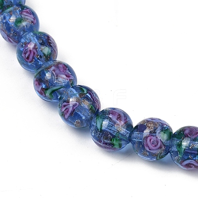 Handmade Glod Sand Lampwork Beads Strands LAMP-B028-03I-10mm-1