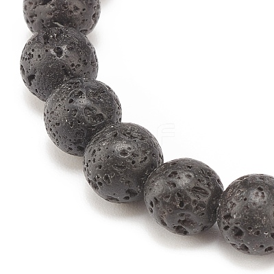 Natural Lava Rock & Synthetic Hematite Stretch Bracelet BJEW-JB08323-03-1