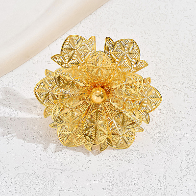 Luxurious Iron Hollow Flower Cuff Ring for Women's Wedding Party Accessories VZ5579-1