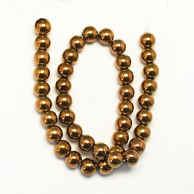 Non-magnetic Synthetic Hematite Beads Strands G-S096-10mm-4-1