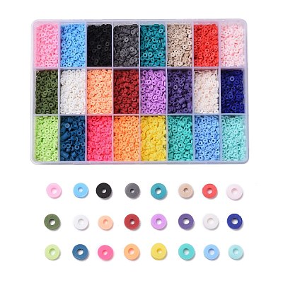 240G 24 Colors Handmade Polymer Clay Beads CLAY-JP0001-07-4mm-1