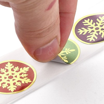 Christmas Themed Flat Round Roll Stickers DIY-B045-14-1