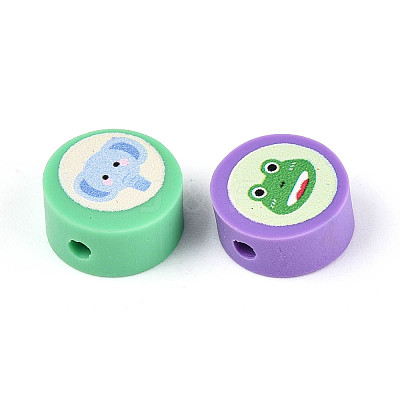 Printed Handmade Polymer Clay Beads CLAY-T022-12F-1