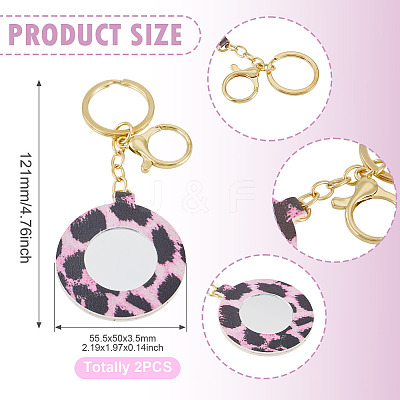 2Pcs PU Mirror Keychains KEYC-TADJ0001-05A-1