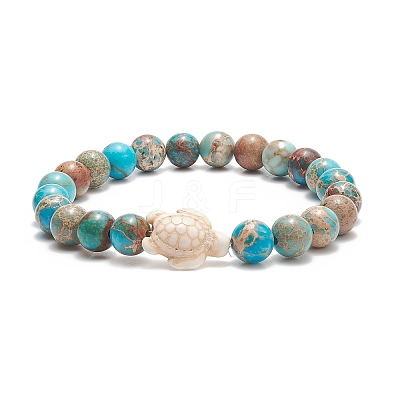 4Pcs 4 Style Natural Mixed Gemstone & Synthetic Turquoise(Dyed) Tortoise Beaded Stretch Bracelets Set for Women BJEW-TA00211-1