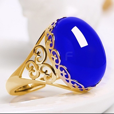 Oval Natural Chalcedony Finger Rings WG05C38-06-1