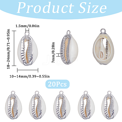 20Pcs Electroplated Natural Cowrie Shell Pendants SHEL-SC0001-30-1