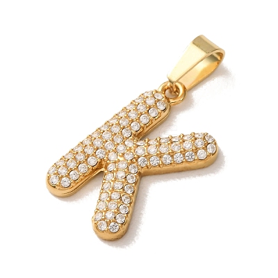304 Stainless Steel Micro Pave Clear Cubic Zirconia Pendants CU-CBA703A-05G-K-1