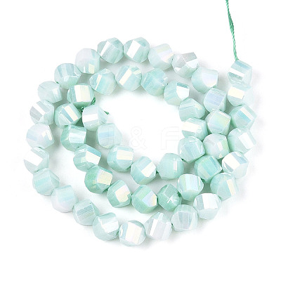 Anti-Tarnish Electroplate Glass Beads Strands GLAA-T025-8mm-14D-1