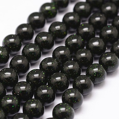 Synthetic Green Goldstone Beads Strands G-N0178-02-12mm-1