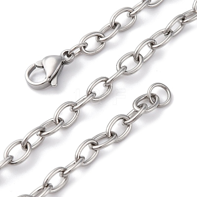 201 Stainless Steel Cable Chain Necklaces NJEW-Q013-12C-P-1