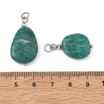 Natural Amazonite Pendants PALLOY-JF05881-02-1