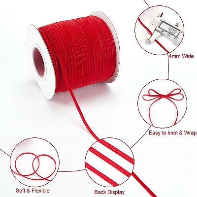 Polyester Velvet Ribbon for Gift Packing and Festival Decoration SRIB-M001-4mm-260-1