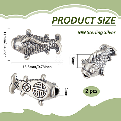 2Pcs Fine Silver Beads STER-BC0004-14AS-1
