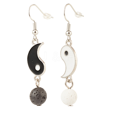 3 Pairs 3 Style Alloy Enamel Yin Yang Matching Asymmetrical Earrings EJEW-JE04894-1