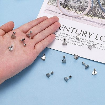 Tarnish Resistant 201 Stainless Steel Barbell Cartilage Earrings EJEW-R147-38-1