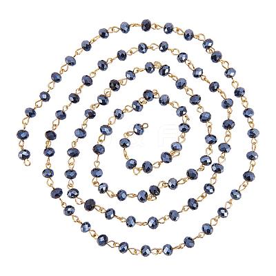 Handmade Rondelle Glass Beads Chains for Necklaces Bracelets Making AJEW-JB00037-03-1