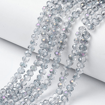 Electroplate Transparent Glass Beads Strands EGLA-A034-T6mm-F10-1