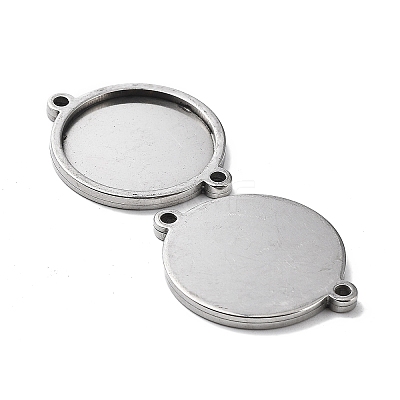 Non-Tarnish 201 Stainless Steel Cabochon Connector Settings X-STAS-E197-01P-1